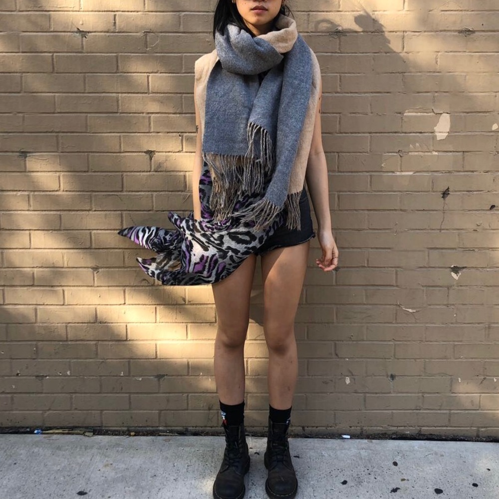 Faux Wool Two-Tone Scarf